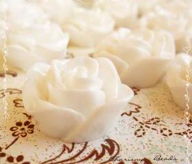 6 Resin Roses Cabochons Flower Accessory 22x22x12mm