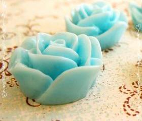 6 Resin Roses Cabochons Flower Accessory 22x22x12mm