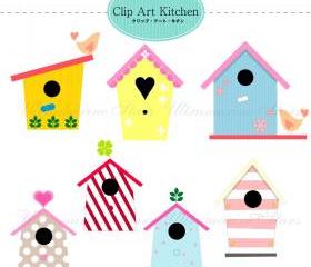 Printable Digital clip art : Love Bird House