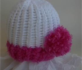 Fuschia (Rosestone) newborn pom pom hat