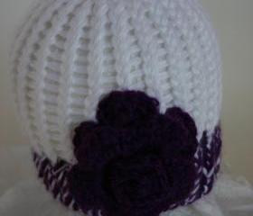 Royal Purple Rose newborn hat, Sophie Collection