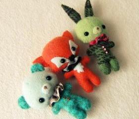 Bunny, Bear and Fox Brooch pdf Patterns