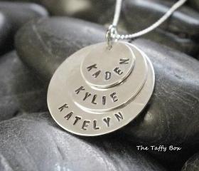 3 Disc Layered Sterling Silver Hand Stamped Necklace