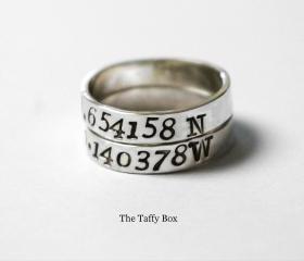 2 Sterling Silver Longitude Latitude Rings