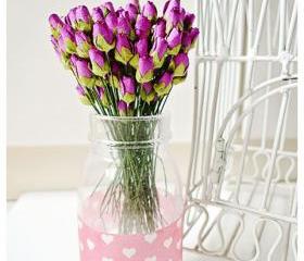 10 Mulberry mini paper Rose Buds flower purple / pack 