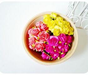 NEW!! Mulberry Rose Buds paper flower mixed color / pack 