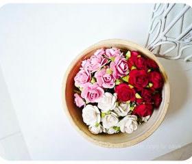 NEW! 30 Mulberry mixed pink paper Rose Buds flower/ pack 