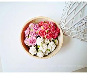30 Mulberry mixed pink paper Rose Buds flower/ pack 