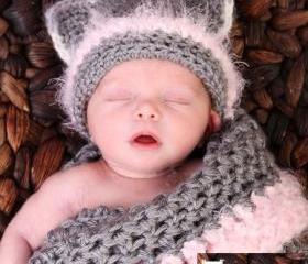 Newborn Kitty Cocoon Set with Kitty Hat, Photo prop