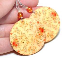 Japanese paper Delicate Flowers - decoupage - Peach, Tangerine - double faced