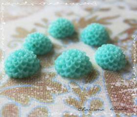 6 Resin Chrysanthemum Mum Flower Cabochons Accessory 10x4.5mm