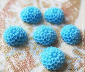6 Resin Chrysanthemum Mum Flower Cabochons Accessory 10x4.5mm