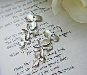 Matte Silver Orchid Flower .Titanium Earrings. Hypoallergenic