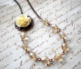 Flower Necklace - Cream Necklace - Bridesmaid Necklace - Bridal Necklace