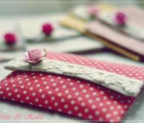 Wesley purse in linen dots and gingham shades of red 