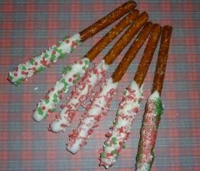 Christmas Chocolate Covered Pretzel Rod Assortment Order of 1 dozen