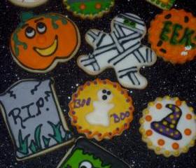 Halloween Vanilla Sugar Cookies Assorted Designs Order of 1 Dozen