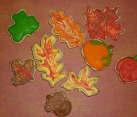 Thanksgiving Fall Harvest Leaf Mini Sugar Cookies Order of 2 dozen