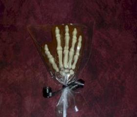 Solid Chocolate Halloween Candy Skeleton Hands Set of 6
