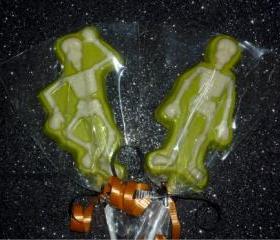 Skeleton Halloween Solid Chocolate Lollipops Party Favor Set of 6