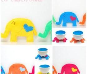 LOVE cozy elephant coasters - Set of Five 