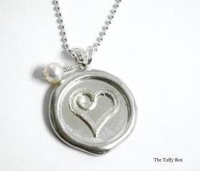 Wax Seal Pendant Necklace - Heart OR Monogram Letter