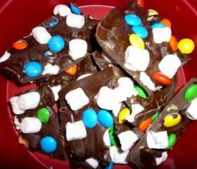 1 LB. Rocky Road Chocolate, Walnut, Mini Marshmallow and M&M Bark