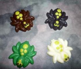 Solid Chocolate Candy Spiders for Halloween Party Favors Set of 8