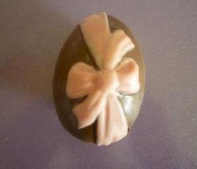 Solid Chocolate Candy Easter Egg with Spring colored bow Set of 2