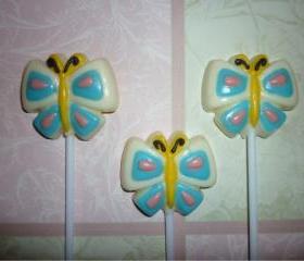 Chocolate Candy Butterfly Lollipop Cupcake Topper Party Favor Set of 6