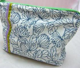 Make Up Bag - Green Velvet Ribbon 
