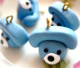4pcs Telephone Charms - Blue
