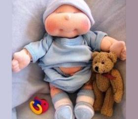 Dinky Baby, 14 inch Soft Cloth Doll Pattern, Free Shipping