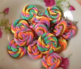 8pcs Swirl Candy Charms 20mm - SCC-03 - Rainbow