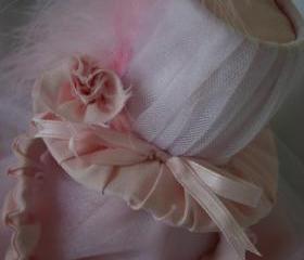 Pink top hat with feathers for small dog, Maggie line, photo prop