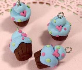 4 Mini Cupcakes Charms Code 2LHB-01 - Blue 