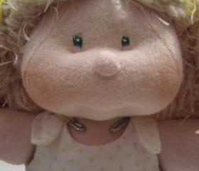 Dinky Baby, Soft Cloth doll, Handmade Baby Doll, Soft Sculpture Doll, Blonde Hair, Green Eyes