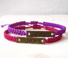 Joy tag friendship bracelet macrame inspiration jewelry MADE TO ORDER in your desired color