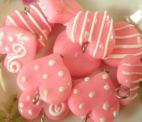 Sweethearts Collection Charms 20mm - Pink and White - 5pcs 