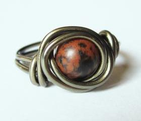 Obsidian Ring in Gunmetal Custom Size