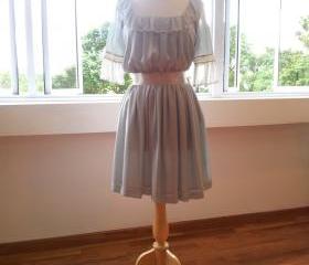 Romantic Blue Dress - Marie Antoinette Dress For Dusk and Games, with Lace & Silk Chiffonats