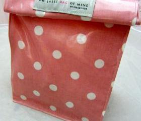 oilcloth Lunch Bag - Spots - White On Pink