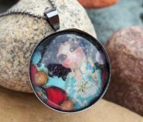 You make life BRIGHT circle pendant in gunmetal 