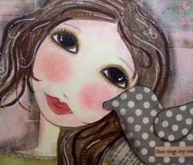 Then SINGS my SOUL 5x7 art CARD -cropped close up- 