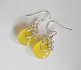 Gorgeous Yellow Chalcedony dangle Earrings