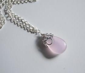 Baby pink Chalcedony Pendant necklace