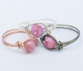 Pink Ring - Pink Matrix Jasper w/ Your Choice Of Wire Custom Size