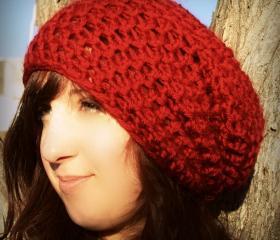 SALE Deep Red Oversize Slouch hat