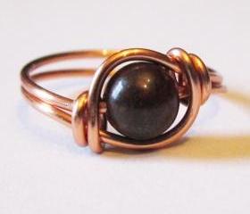 Red Poppy Jasper Ring in Copper Custom Size