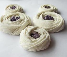 Cream Cotton Roses Handmade Appliques Embellishments(5 pcs)